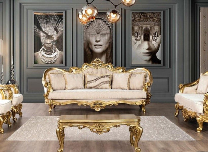 Sofa set Sofa Seater Coffee table Armchair Sofas Set Fabric Baroque Seat 5pcs. new